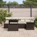 Set de Sofás de Jardín  Set de 6 Marrón y Crema Poliratán, Poliéster