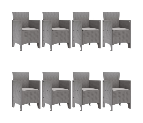 Juego de Comedor de Jardín de 9 Piezas con Cojines de Ratán Sintético Gris Claro