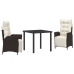 Conjunto de 3 Sillas de Comedor para Jardín Marrón de Polirratán