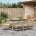 Conjunto de Comedor de Jardín de 9 Piezas con Cojines Beige de Poliratán