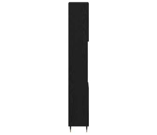Armario de baño  Negro Roble 30x30x190 cm Madera de ingeniería