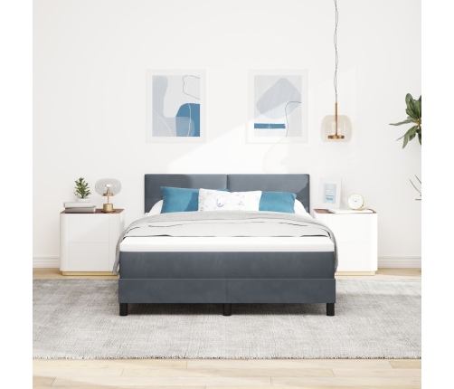 Cama con Somier  y Colchón Gris Oscuro 160x200 cm Terciopelo