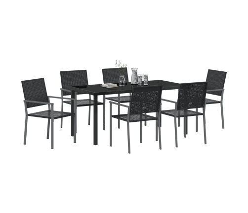 Set de 4 Negro Poliratán, acero con recubrimiento en polvo