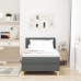 Cama con Box Spring  con Colchón y Luz LED Gris Oscuro 90x200 cm Tela