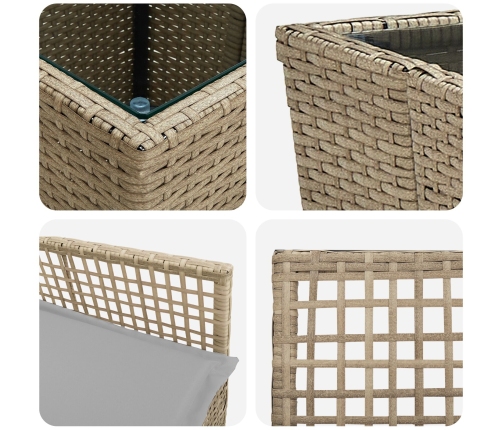 Conjunto de bistro de jardín de 3 piezas  con cojines Beige de polirratán