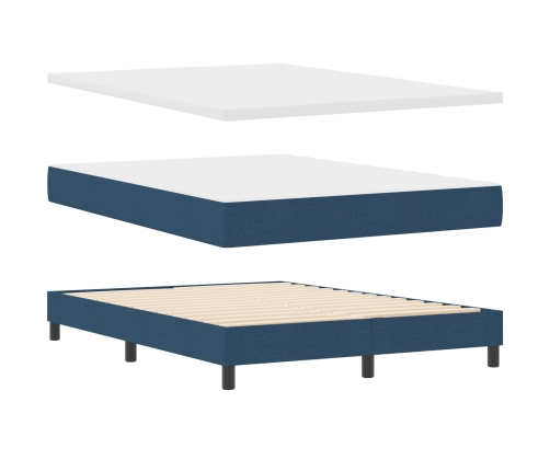 Estructura de Cama con Colchón Azul Marino Tejido 160 x 200 cm