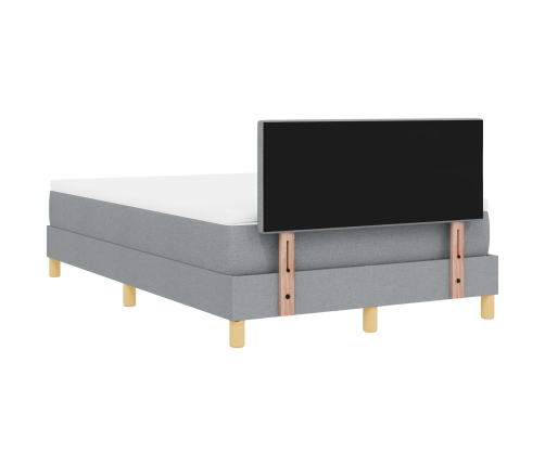 Cama con Base de Caja con Colchón Gris Claro 120x200 cm Tela