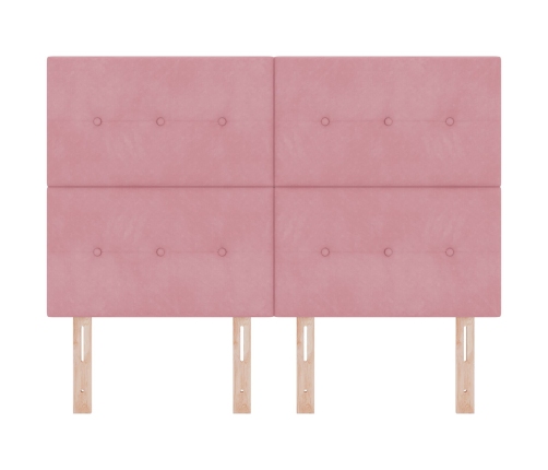 Cabecero  con botones acolchados en rosa de 140 cm de terciopelo