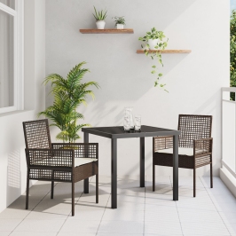 Sillas de Jardín  2 pcs con Cojines Marrón Poliratán