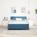 Cama Box Spring  con Colchón Azul Oscuro 160x200 cm de Terciopelo