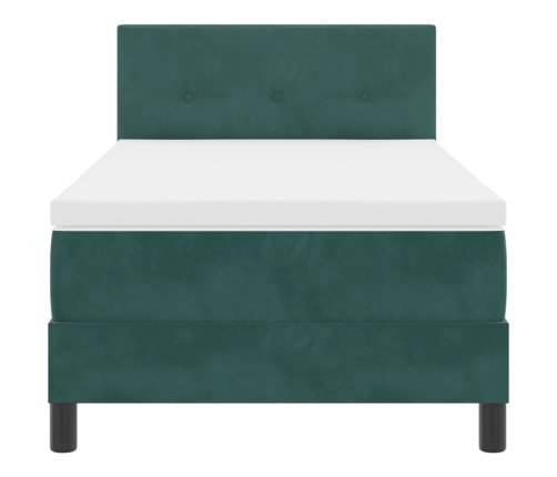 Cama Box Spring con Colchón  Verde Oscuro 90x200 cm Terciopelo