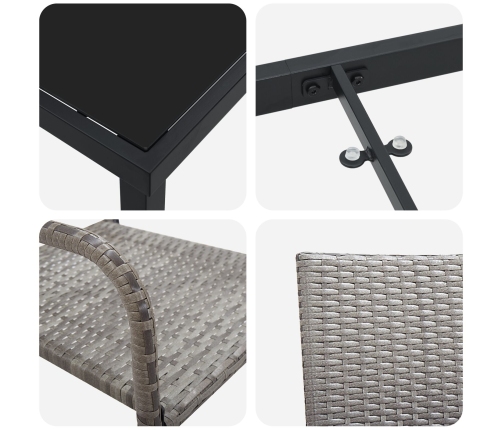 Conjunto de Comedor de Jardín  de 7 Piezas Gris de Poliratán