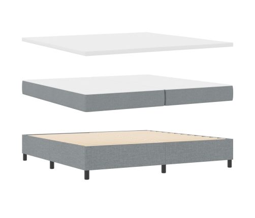 Cama con somier  con colchón y luz LED gris 200x200 cm de tela