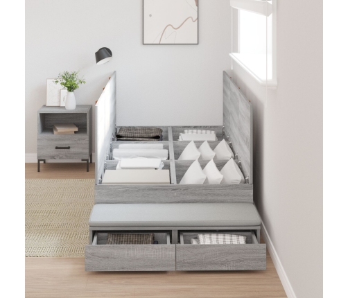 Marco de Cama con Almacenamiento  Gris sonoma Madera elaborada