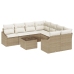 Conjunto de Sofás de Jardín  de 9 Piezas con Cojines de Ratán Beige
