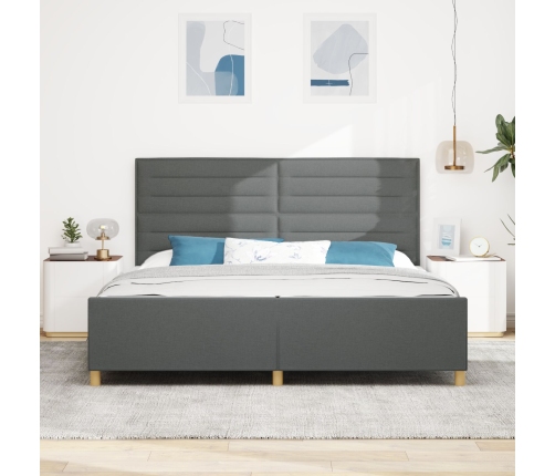 Estructura de Cama de Tela Gris Oscuro  200x200 cm