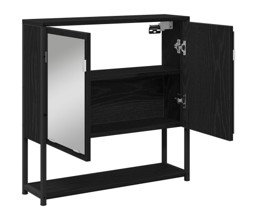 Espejo-Cabinet para Baño Roble Negro 60x16x60 cm Madera de ingeniería