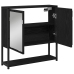 Espejo-Cabinet para Baño Roble Negro 60x16x60 cm Madera de ingeniería