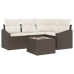 Conjunto de Sofás de Jardín Set de 5 Crema, Marrón