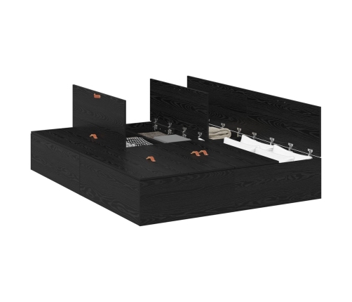 Estructura de Cama de Almacenamiento  de Roble Negro 140x190 cm