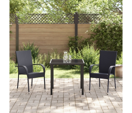 Juego de Comedor de Jardín de 3 Piezas Negro Poliratán
