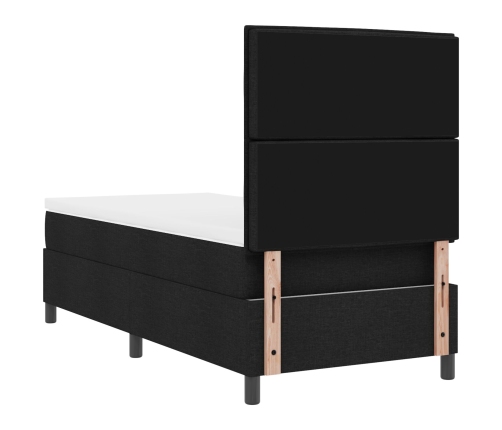 Cama con Box Spring con Colchón Negra 90x200 cm Tela
