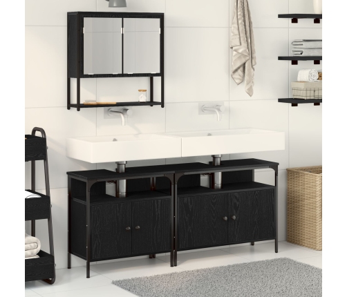 Conjunto de muebles de baño  de 3 piezas en roble negro de madera elaborada