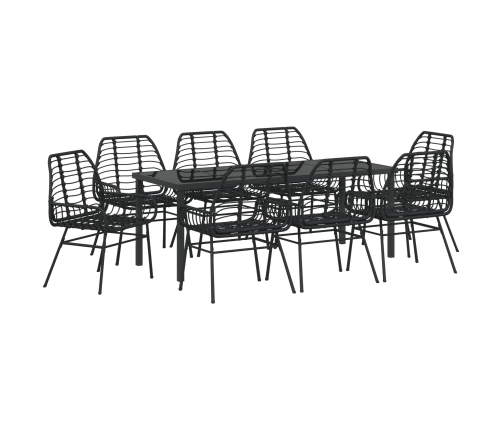 Set de Comedor de Jardín de 9 Piezas Negro Poliratán