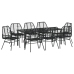 Set de Comedor de Jardín de 9 Piezas Negro Poliratán