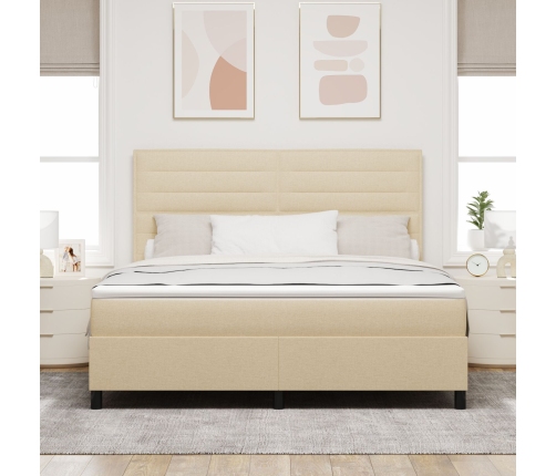 Cama con Box Spring y Colchón Beige Super King Tela