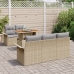 Conjunto de Sofás de Jardín de 6 Piezas con Cojines Beige Poliratán Acacia