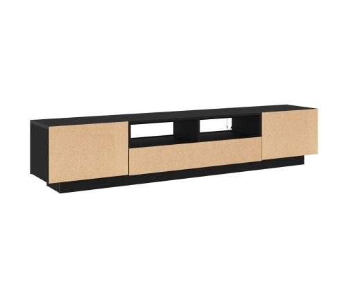 mueble para TV  con luces LED en roble negro, 200x35x40 cm, madera de calidad