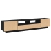 mueble para TV  con luces LED en roble negro, 200x35x40 cm, madera de calidad