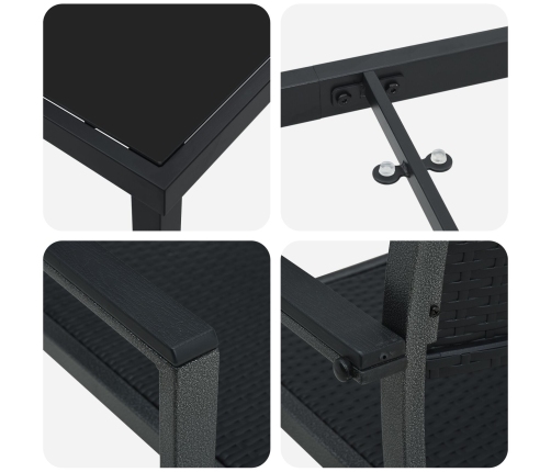 Juego de Comedor de Jardín  de 9 piezas Negro Poly Ratán