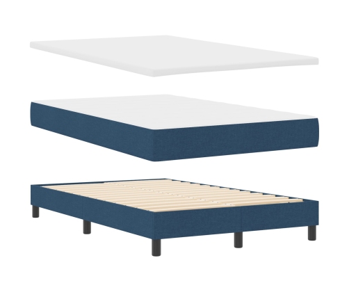 Cama Box Spring  con Colchón y Banco Azul 120x200 cm Tela