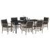 Set de Comedor de Jardín de 7 Piezas  con Cojines Gris Claro Poliratán