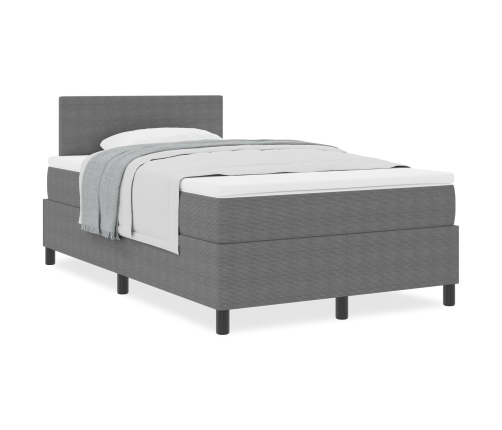 Cama con Box Spring con Colchón Gris Claro 120x200 cm Tela de Pana