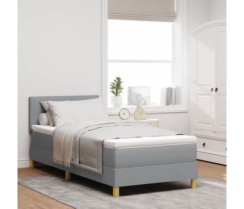 Cama Box Spring  con colchón gris claro 90x200 cm tela