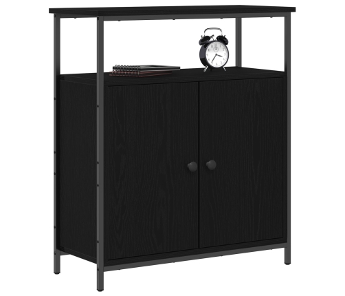 Aparador Negro de Roble 70x30x80 cm de Madera Ingenierizada