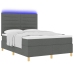 Cama con somier y colchón & LED Gris Oscuro 140x200 cm Tela