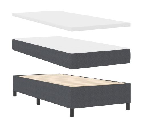 Cama con cajón de  con colchón&LED Gris Oscuro 90x200 cm Tela de terciopelo