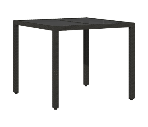 Conjunto de Comedor de Jardín de 3 Piezas con Cojines Ratan Sintético Negro