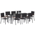 Conjunto de Comedor de Jardín de 9 Piezas  Negro Poliratán