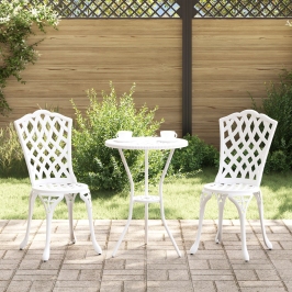 Juego de Bistro de Jardín de 3 Piezas  Color Blanco en Aluminio Fundido
