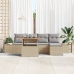 Juego de Sofás de Jardín Set de 6 Beige, Gris Ratán, Poliéster