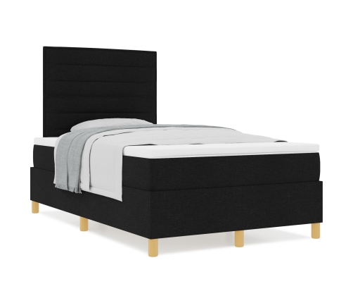 Cama con Base de Resortes Negra 120x200 cm Tela