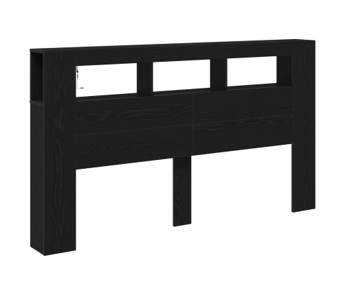 Cabezal de Almacenamiento  con Luces LED Roble Negro 180x18,5x103,5 cm