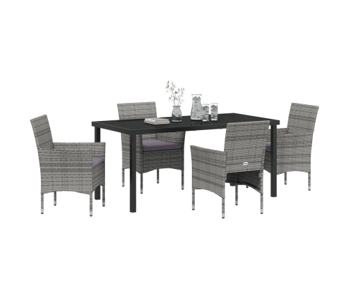 Juego de Comedor de Jardín  de 5 Piezas Gris Poliratán