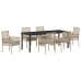 Juego de Comedor de Jardín de 7 Piezas con Cojines Beige Poliratán