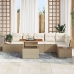 Conjunto de Sofá de Jardín  Set de 7 Beige Ratán, Madera, Poliéster